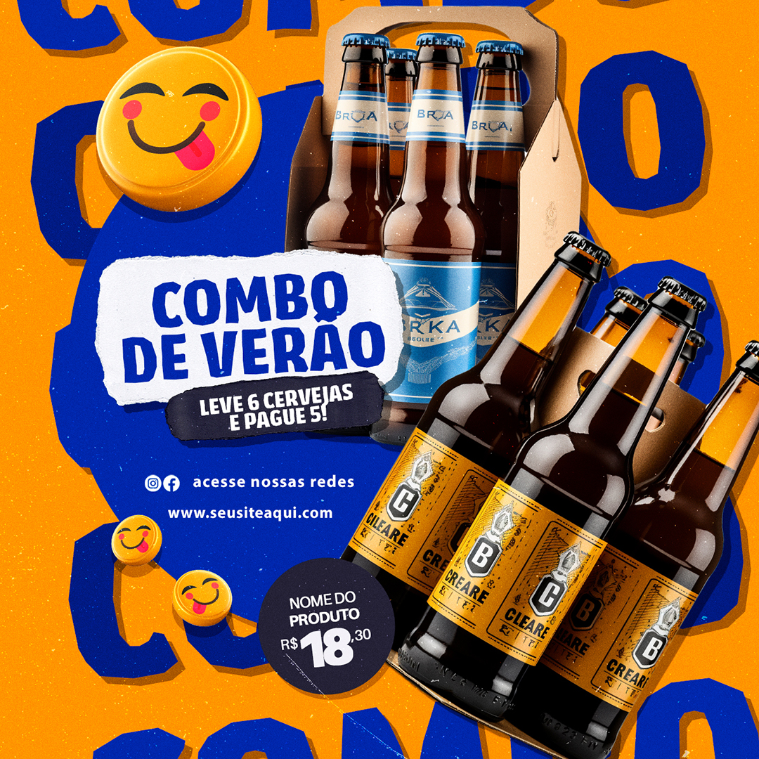 Motion Combo de Verão Leve o Cervejas e Pague 5 Social Media After Effects Editável