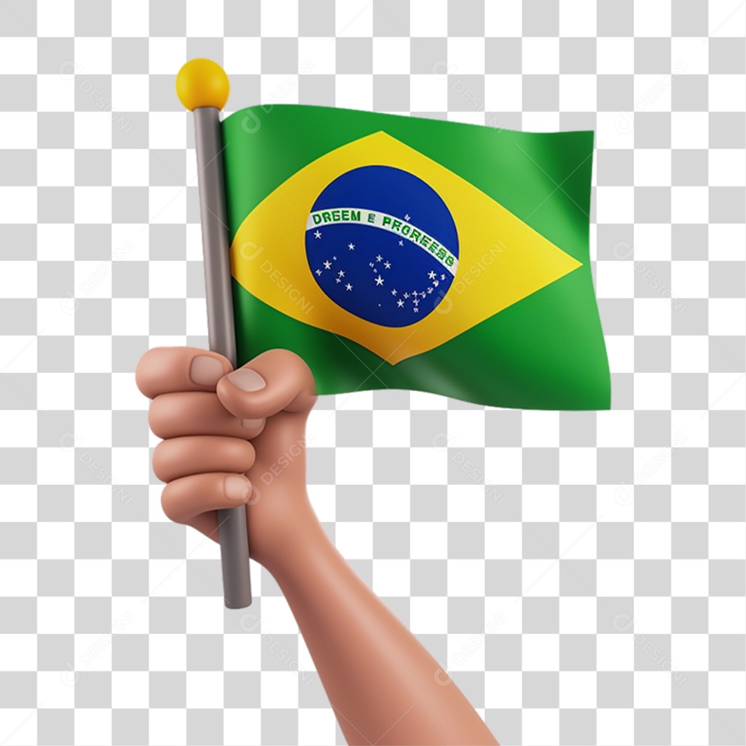 Mão Segurando Bandeira do Brasil PNG Transparente