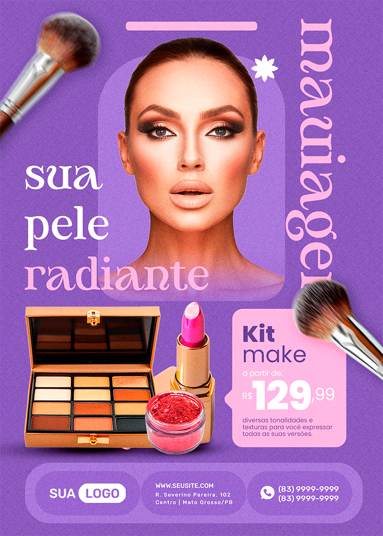 Flyer Make Up Maquiagem Social Media PSD Editável