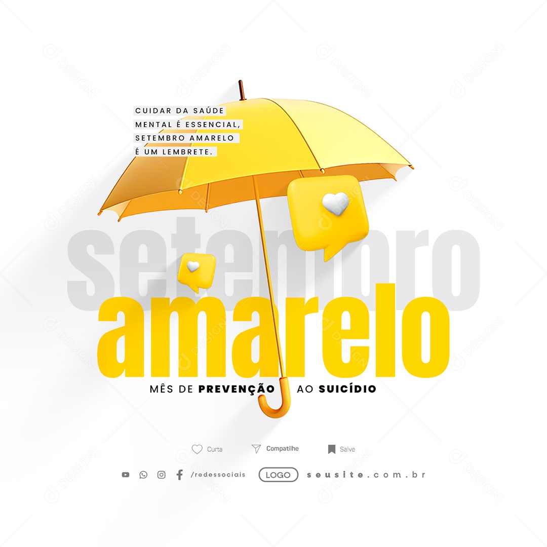 Setembro Amarelo Cuidar da Saúde Social Media PSD Editável