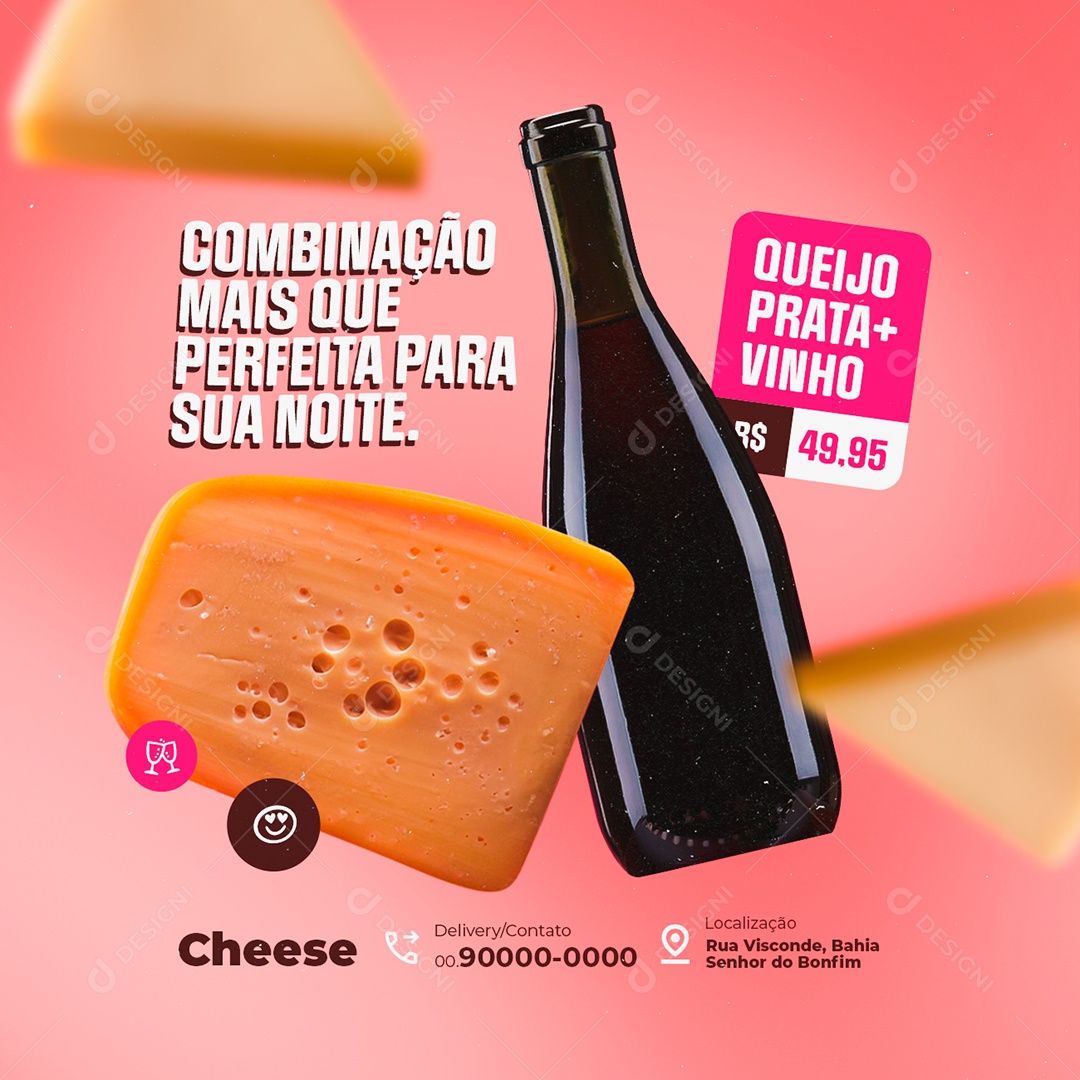 Empório Queijo Prata Vinho Social Media PSD Editável