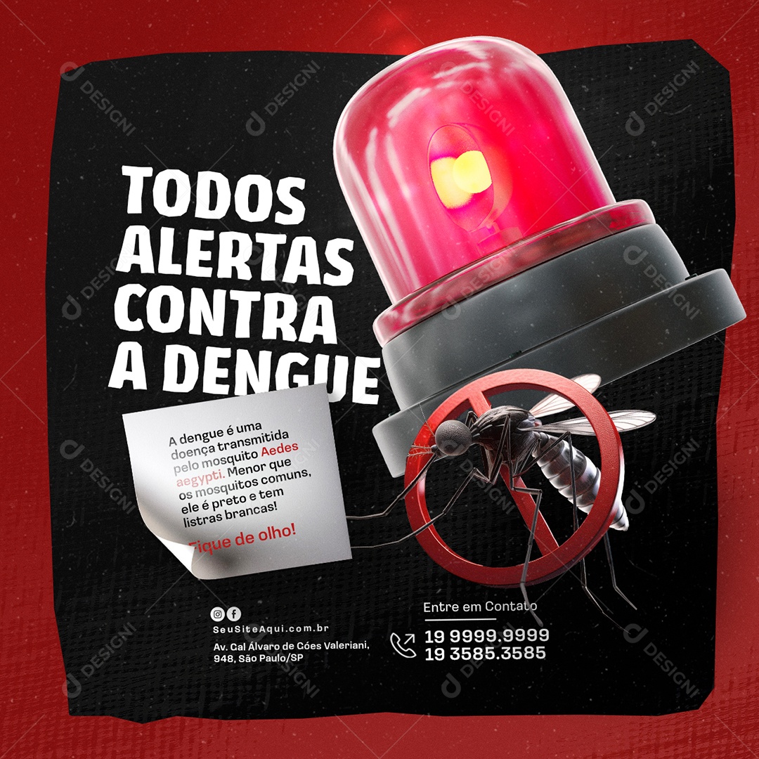 Prefeitura Todos Alertas Contra Dengue Social Media PSD Editável