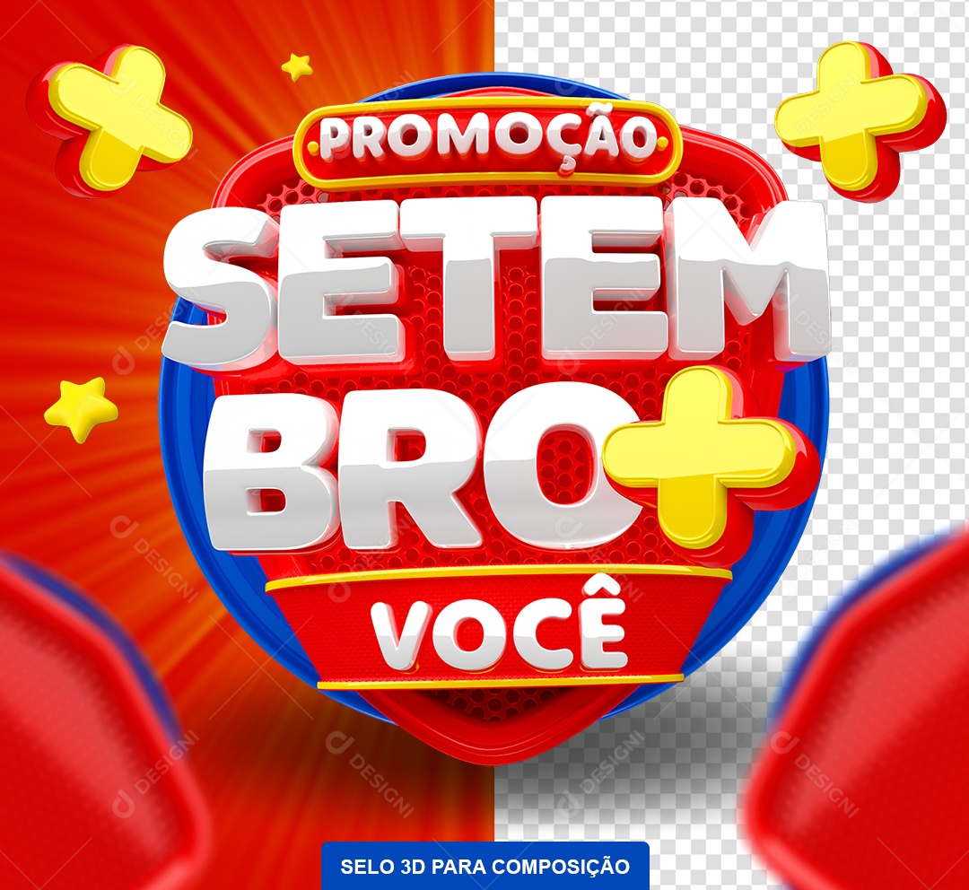 Promoção Setembro Mais Você Selo 3D Vermelho para Composição PSD