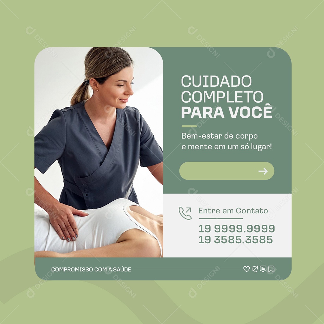 Clinica Fisioterapia Cuidado Completo para Você Social Media PSD Editável