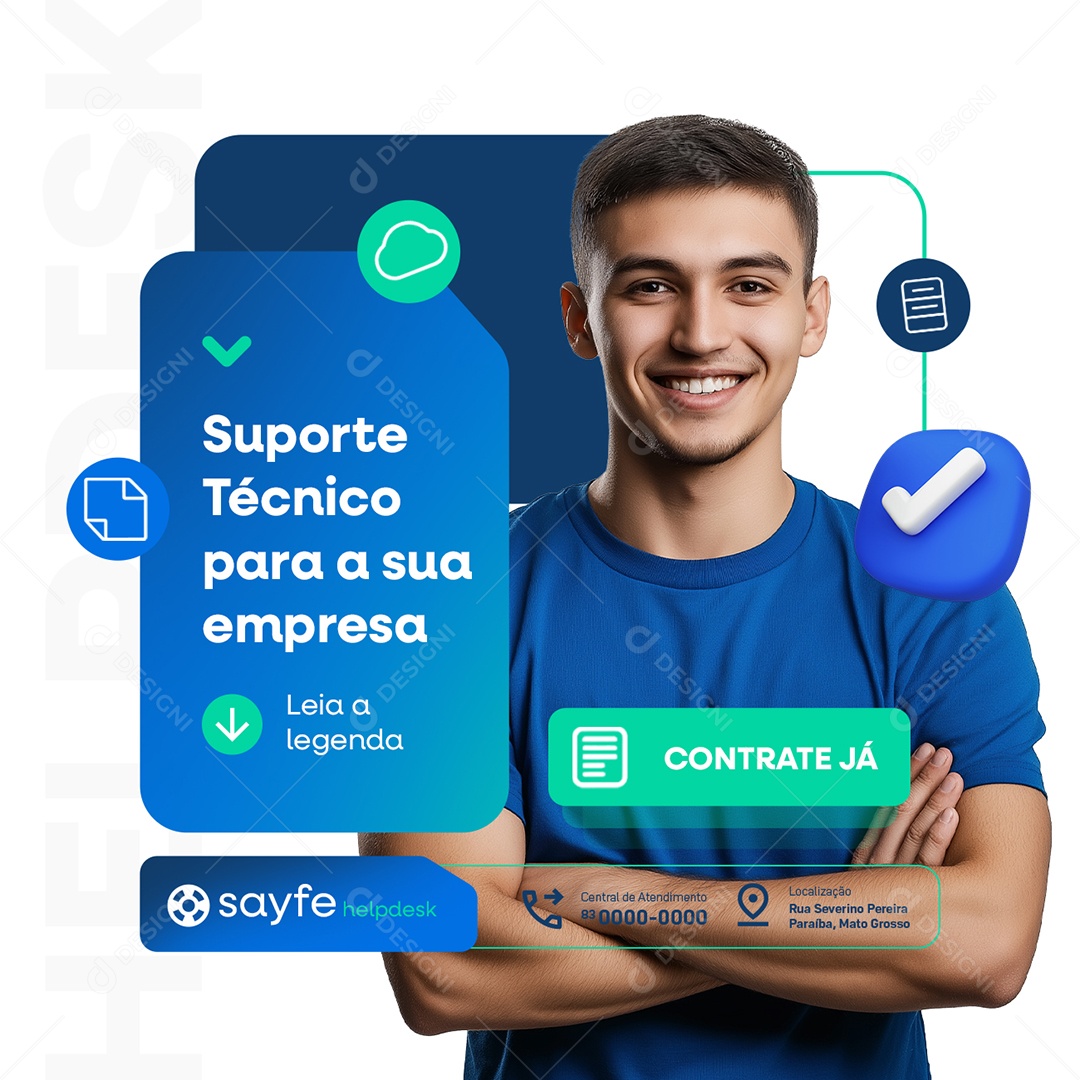 Help Desk Suporte Ténicos para a Sua Empresa Social Media PSD Editável