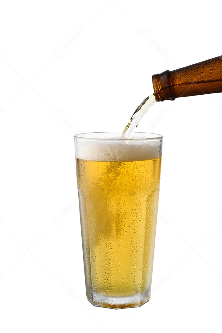 Bottle putting beer in a glass