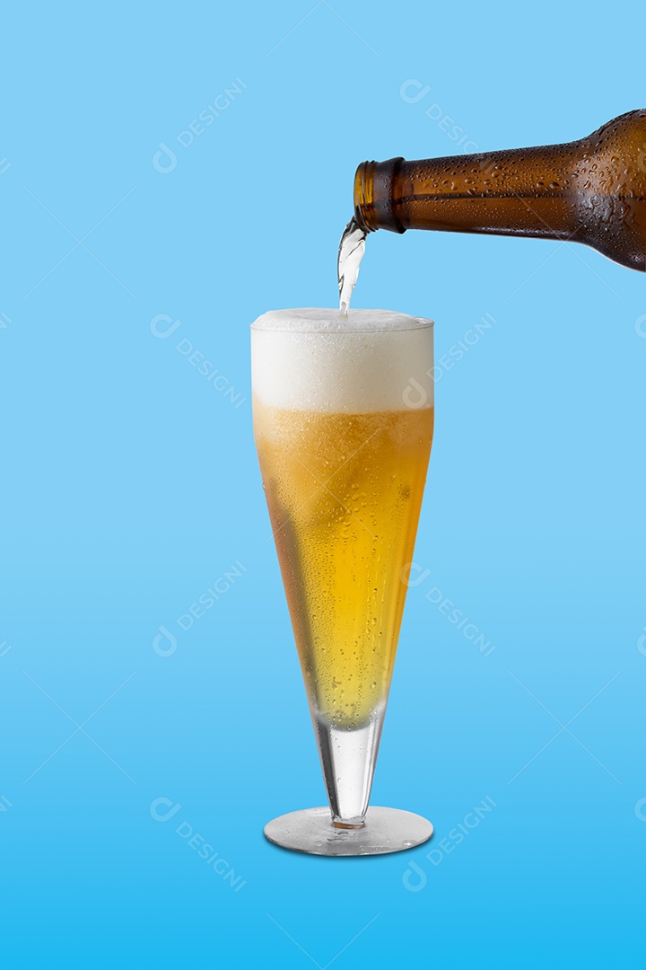 Bottle putting beer in a glass