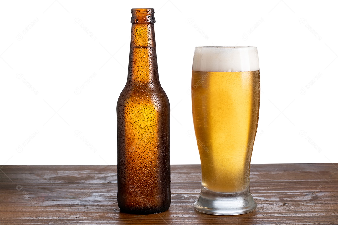 Bottle and beer glass