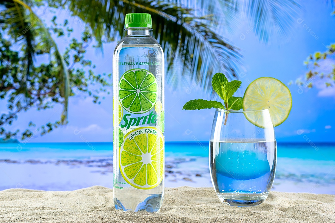 Glass with sprite drink