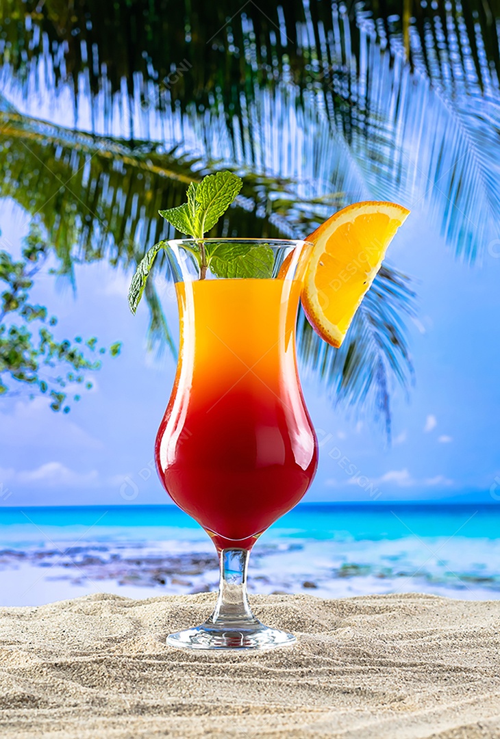 Cup with tropical citrus drinks