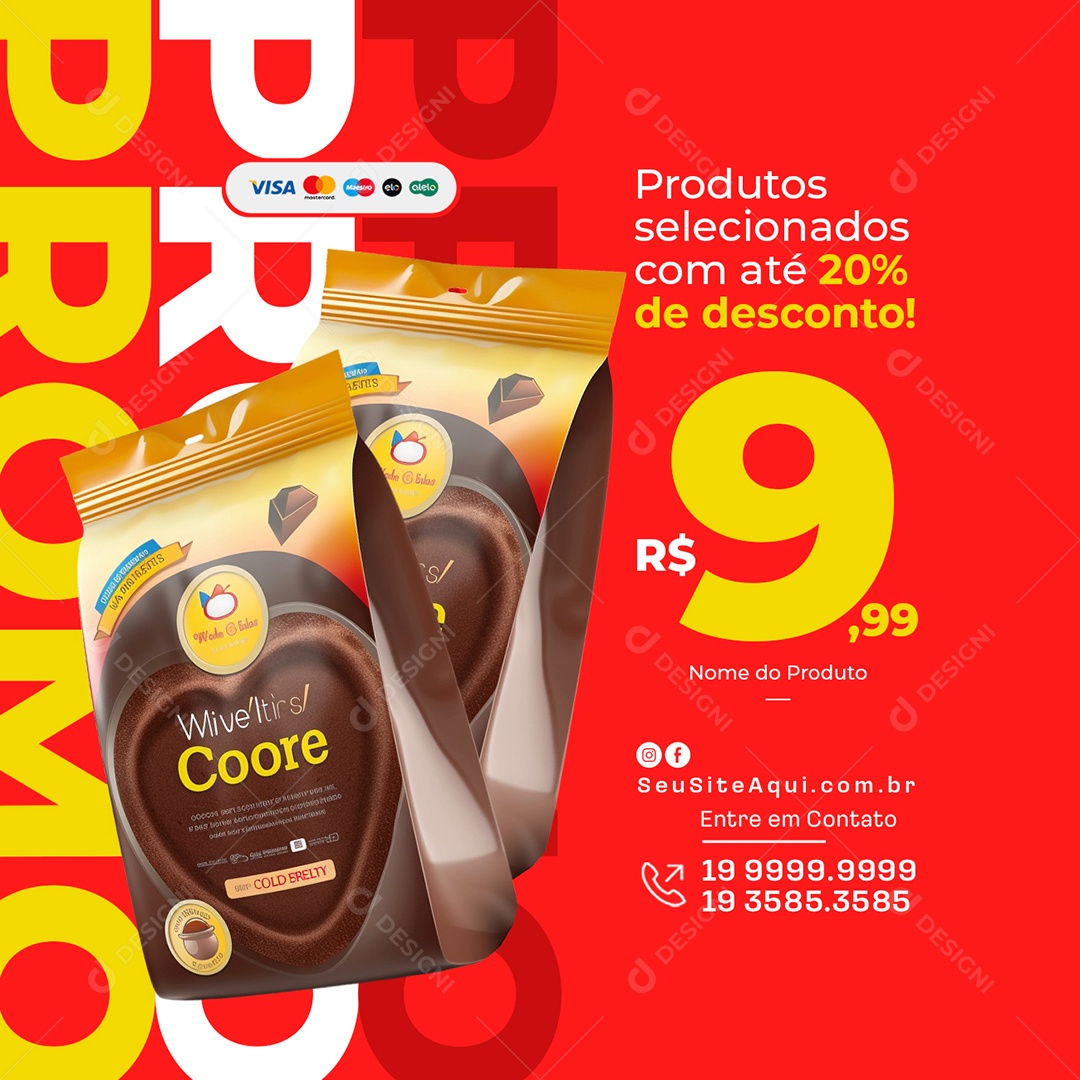 Promoção Supermercado Produtos Selecionados Social Media PSD Editável