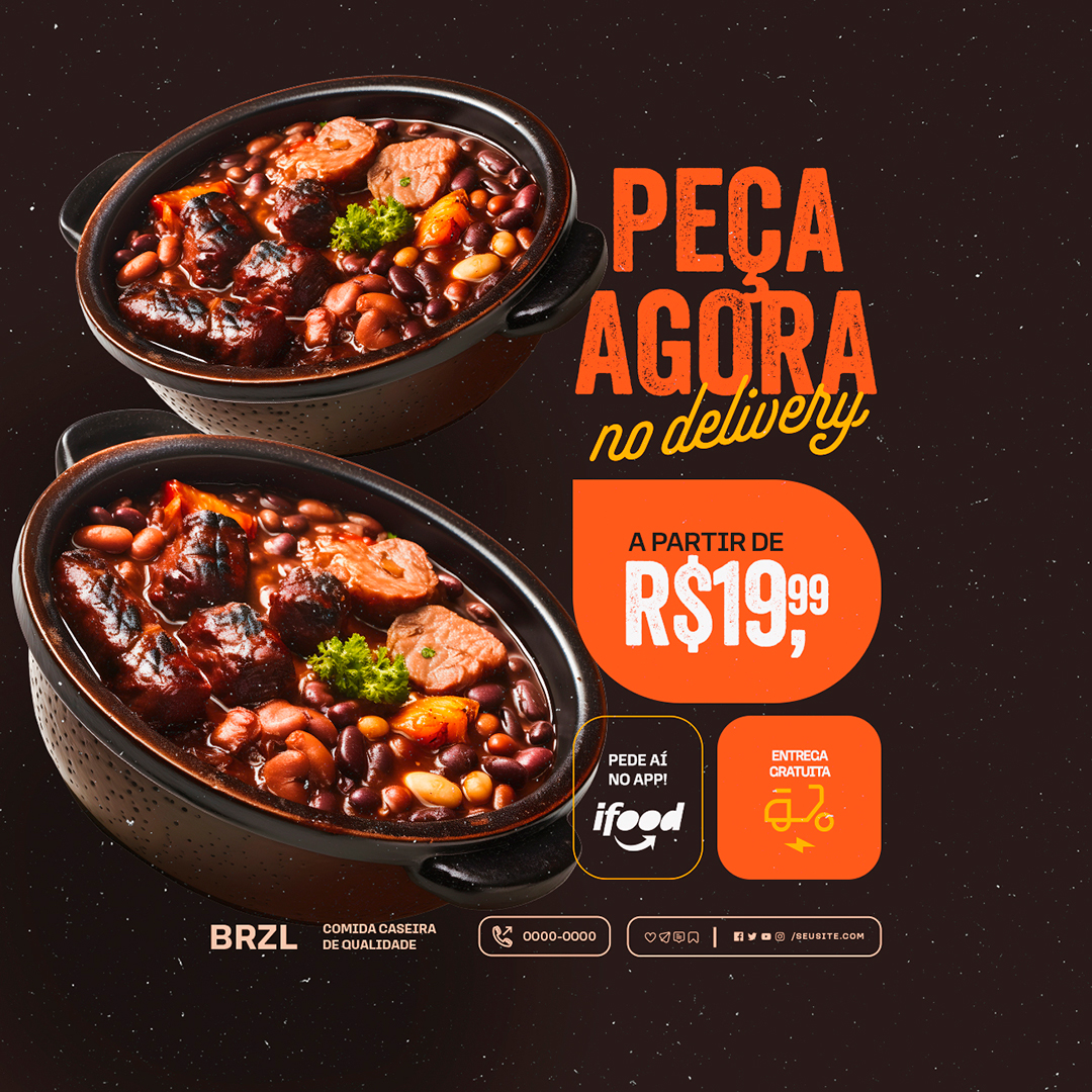 Motion Feijoada Peça Agora no Delivery Socila Media After Effects Editável