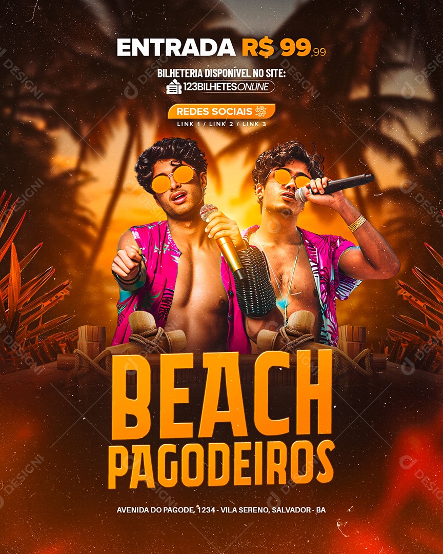 Flyer Beach Pagodeiros Social Media PSD Editável