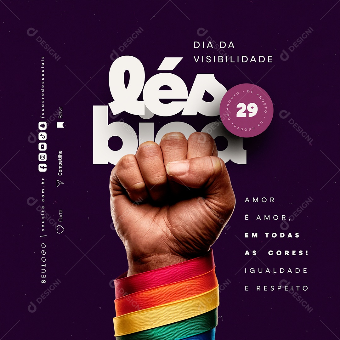 Dia Da Visibilidade Lésbica 29 de Agosto Amor é Amor Social Media PSD Editável