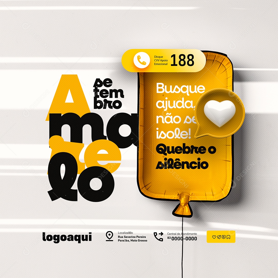 Setembro Amarelo Busque Ajuda Social Media PSD Editável