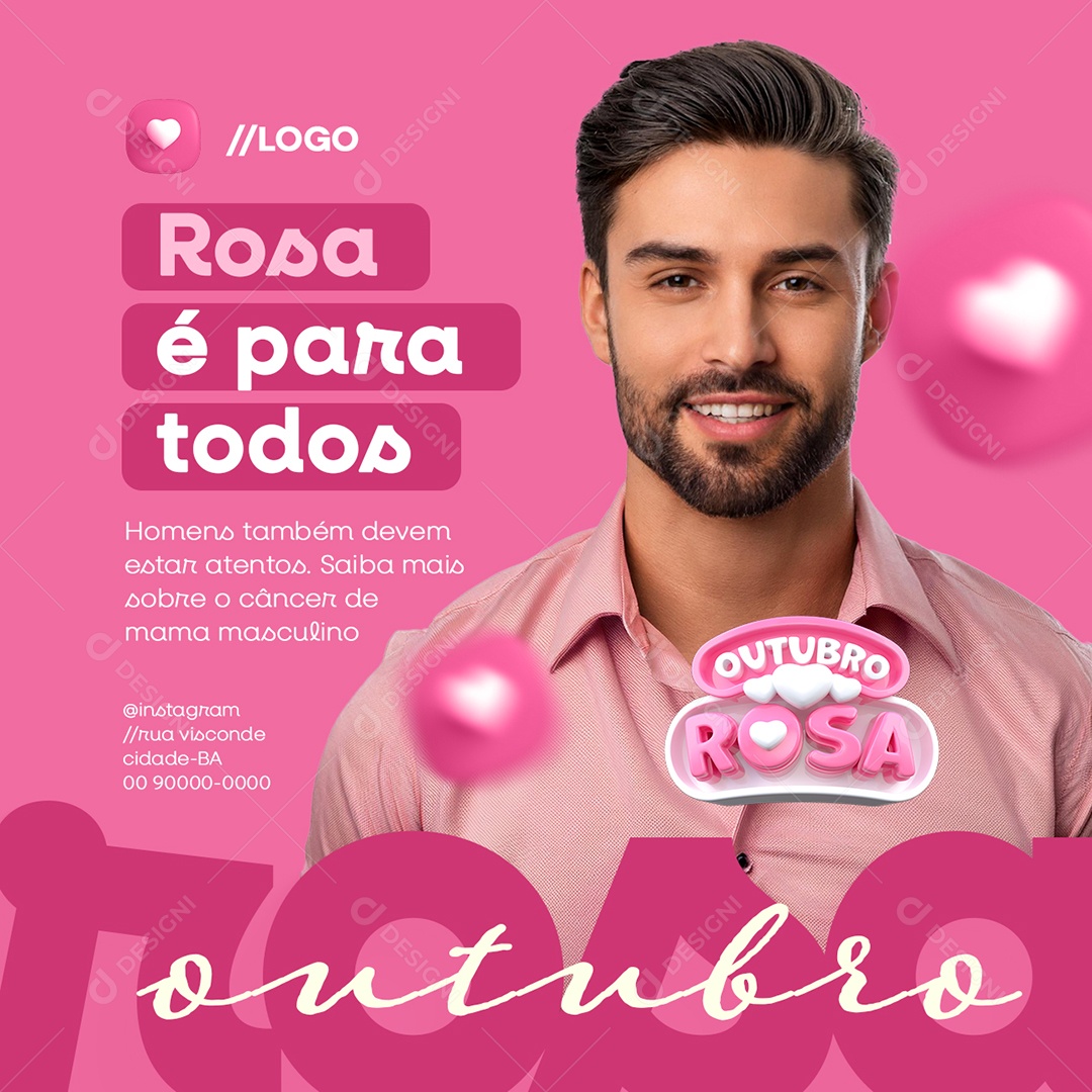 Outubro Rosa é Para Todos Social Media PSD Editável