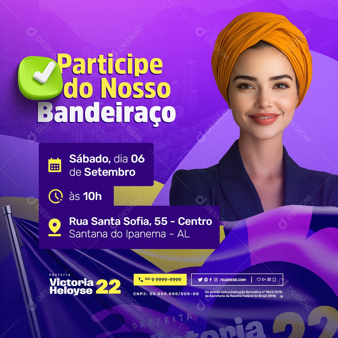 Eleição Bandeirada da Vitória Prefeita Victoria Heloyse Social Media PSD Editável