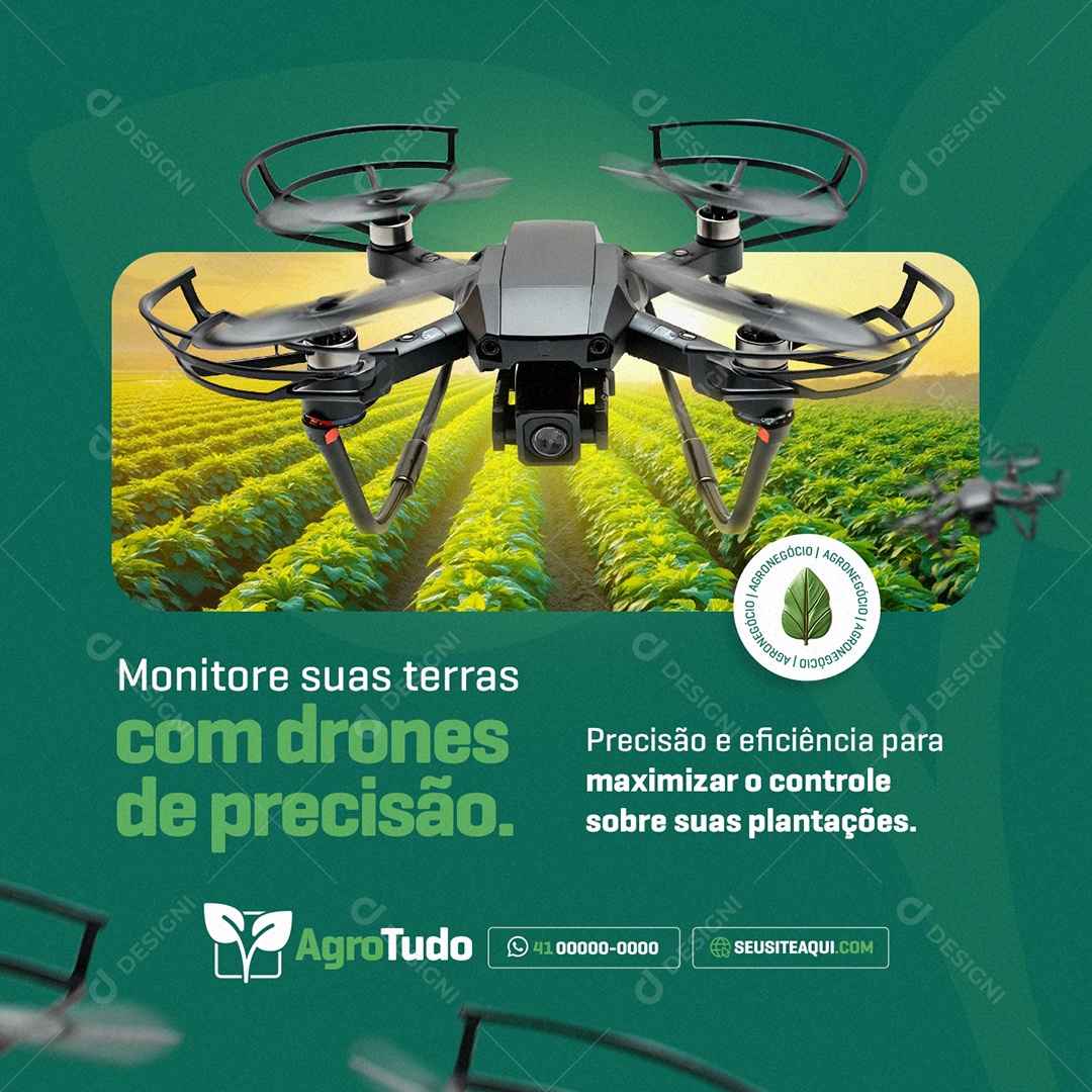 Agronegócio Monitore sua Terras com Drones de Precissão Social Media PSD Editável