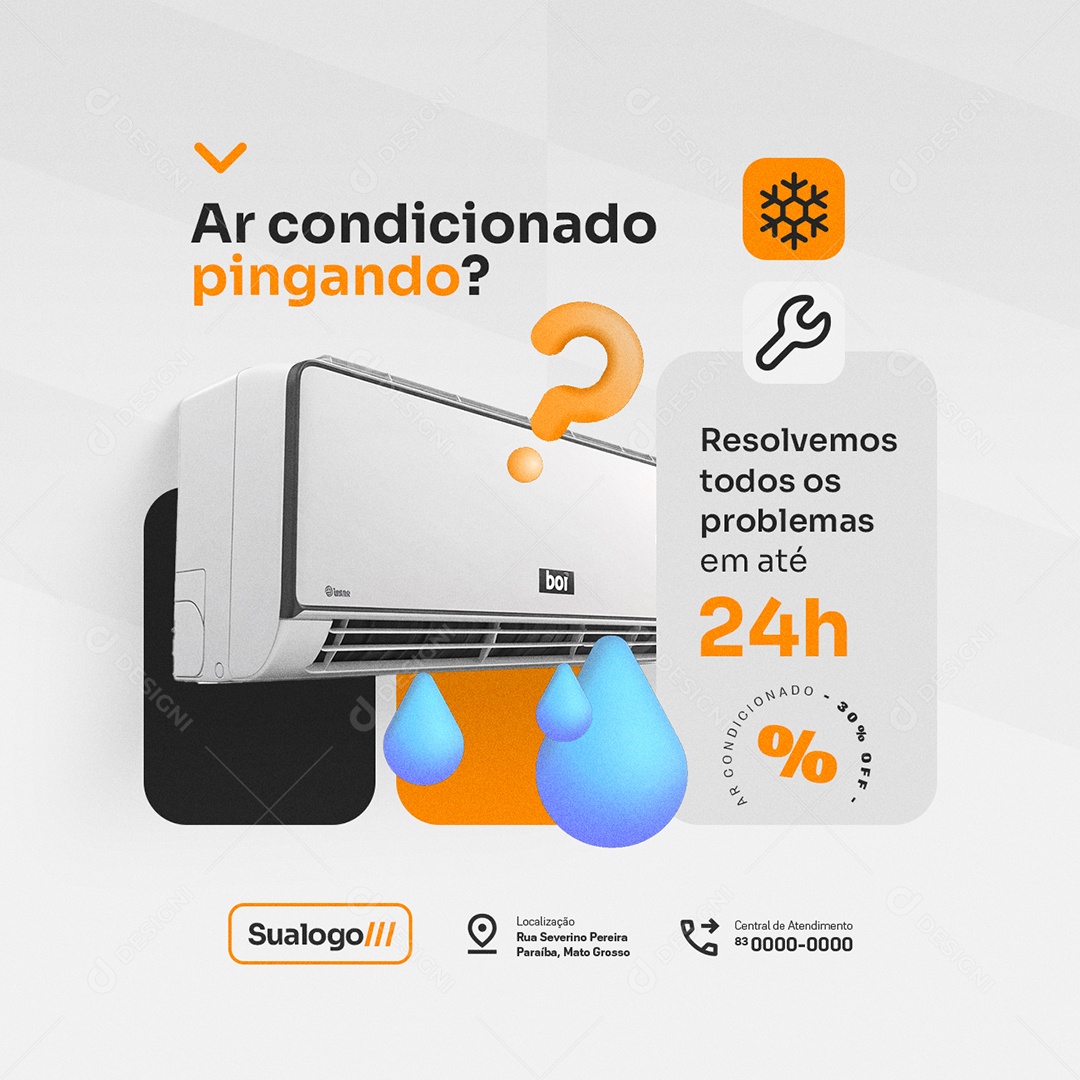 Ar Condicionado Pingando Social Media PSD Editável