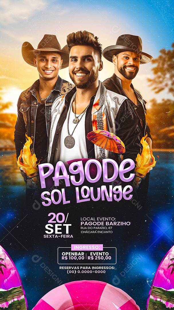 Story Flyer Pagode Sol Lounge Social Media PSD Editável