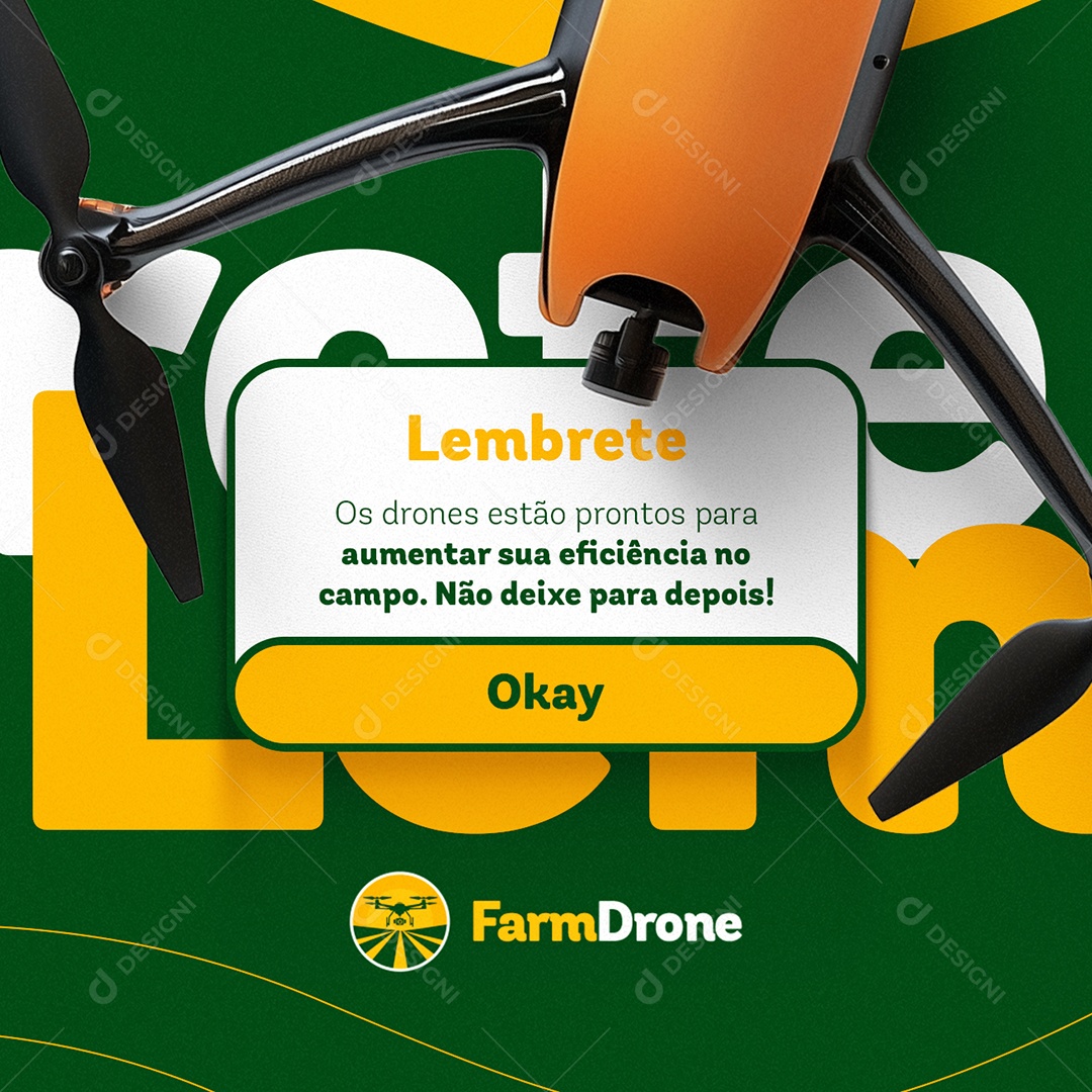 Agronegócio Drones Lembrete Social Media PSD Editável