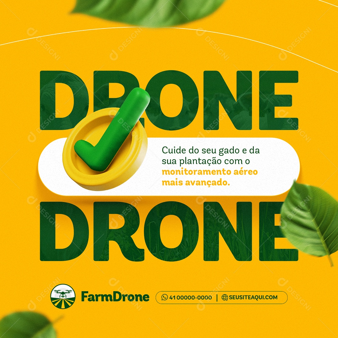 Agronegócio Drones Plantação Social Media PSD Editável