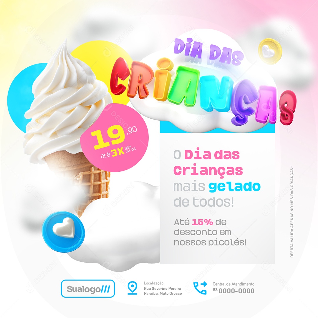 Sorveteria Childrens Day More Iceful of All Social Media PSD Editable