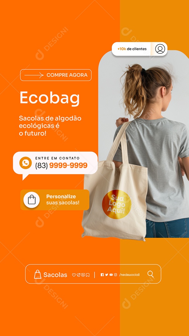 Story Embalagens Sacolas Compre Agora Social Media PSD Editável