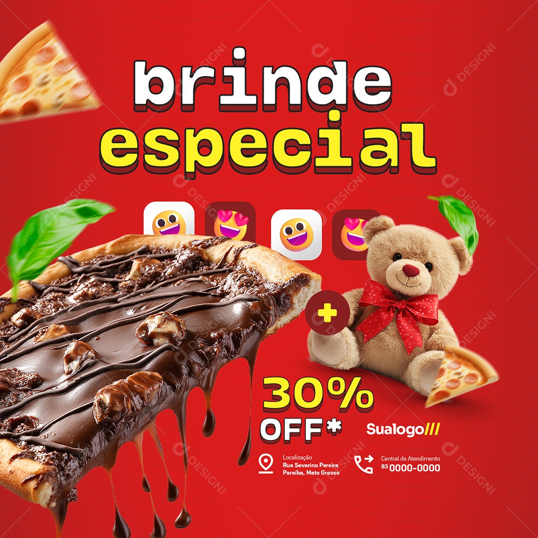 Pizzaria Dia das Crianças Brinde Especial Social Media PSD Editável