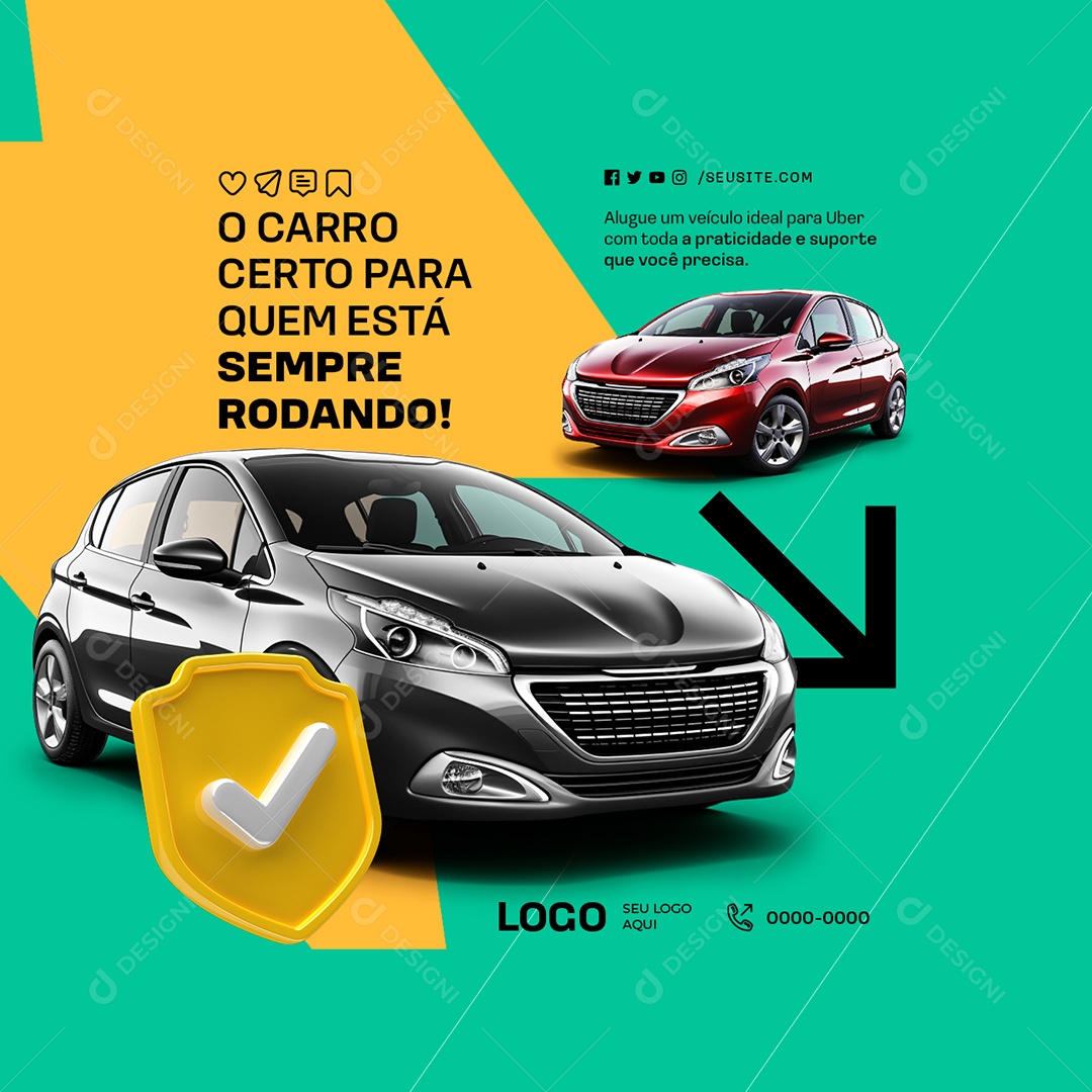 Uber O Carro Certo para Quem Está Sempre Rodando Social Media PSD Editável