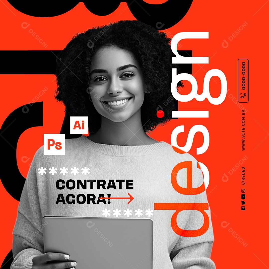 Contrate Agora Design Social Media PSD Editável