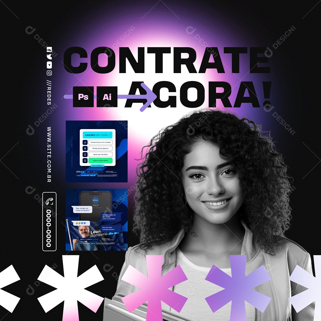 Designer Contrate Agora Social Media PSD Editável