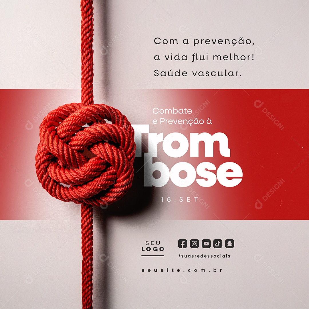 Social Media Dia de Combate e Prevenção à Trombose 16 de Setembro PSD Editável