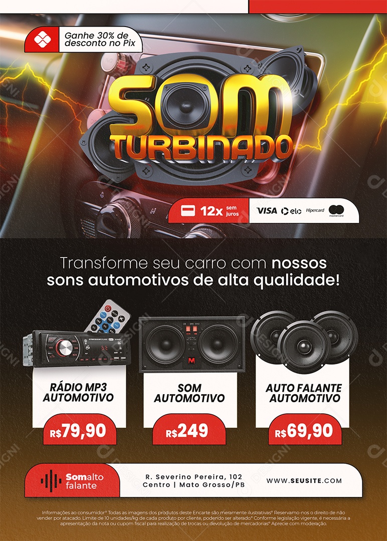 Flyer Som Automotivo Som Turbinado Social Media PSD Editável