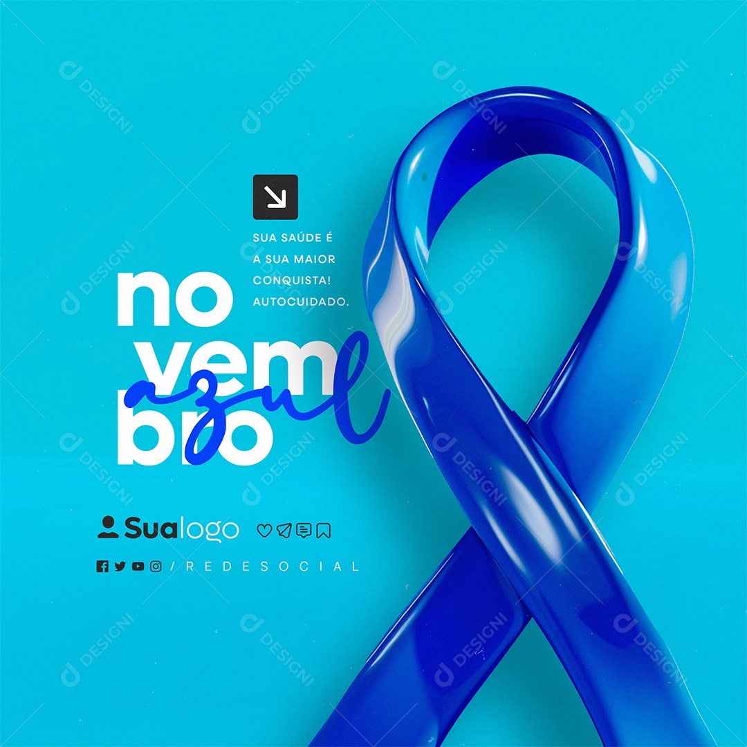 Novembro Azul Sua Saúde é a Sua Maior Conquista Social Media PSD Editável