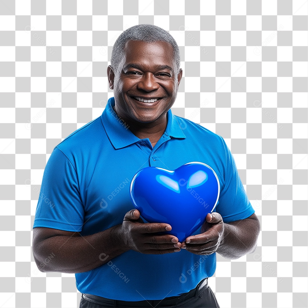 Homem de Camisa Azul Para Conscientização de Novembro Azul PNG Transparente