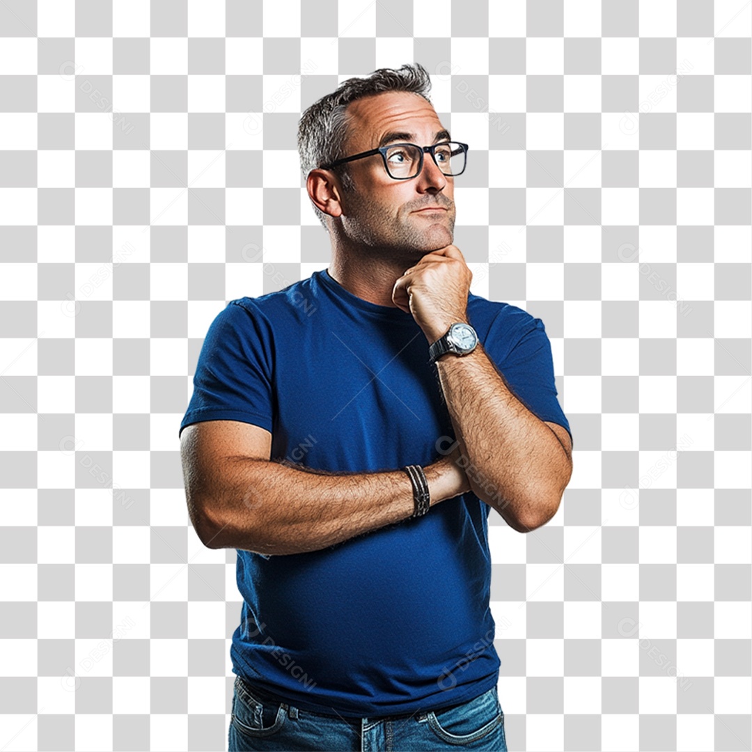 Homem de Camisa Azul Para Conscientização de Novembro Azul PNG Transparente