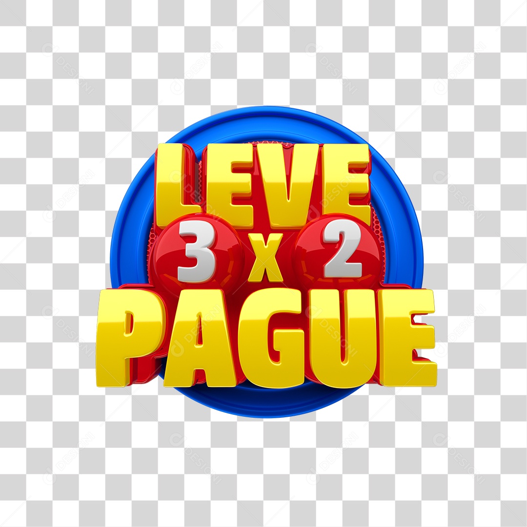 Selo 3D Leve 3 Pague 2 PNG Transparente