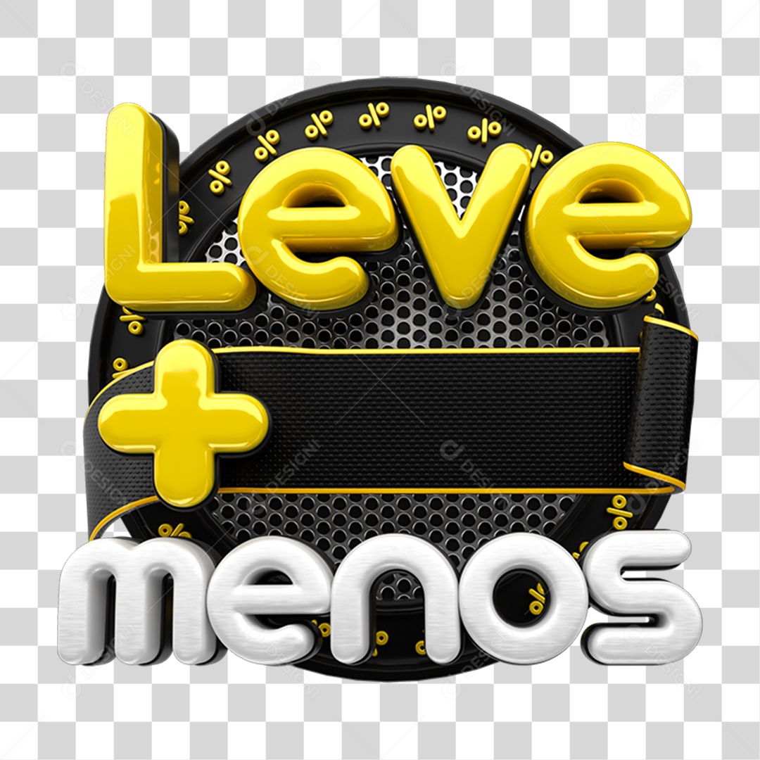 Selo 3D Leve + Menos PNG Transparente