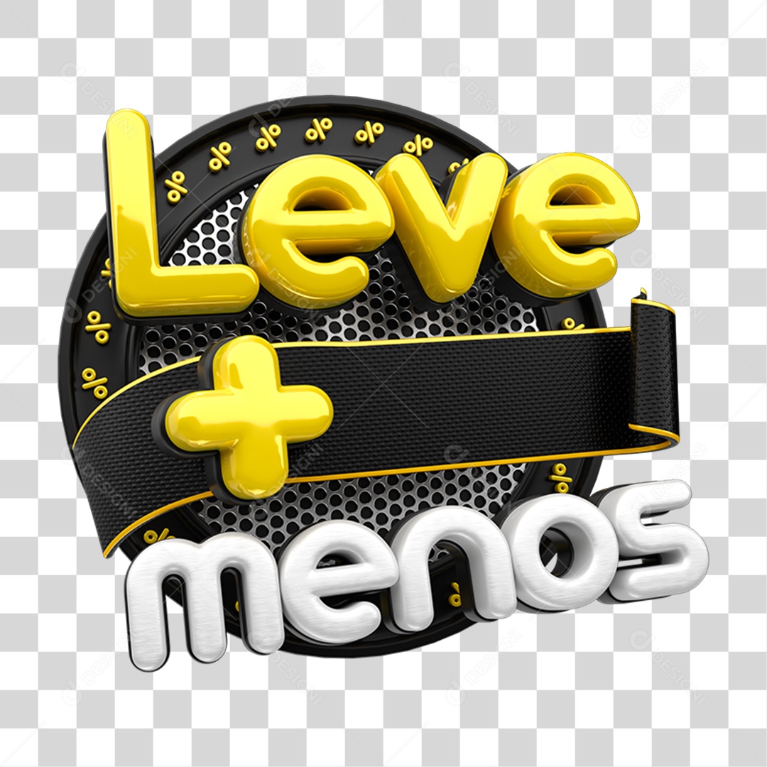 Selo 3D Leve + Menos PNG Transparente