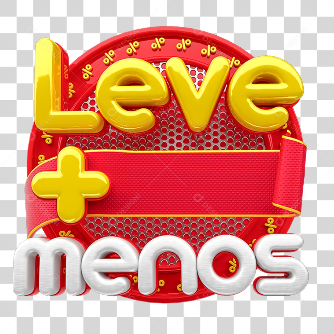 Selo 3D Leve + Menos PNG Transparente