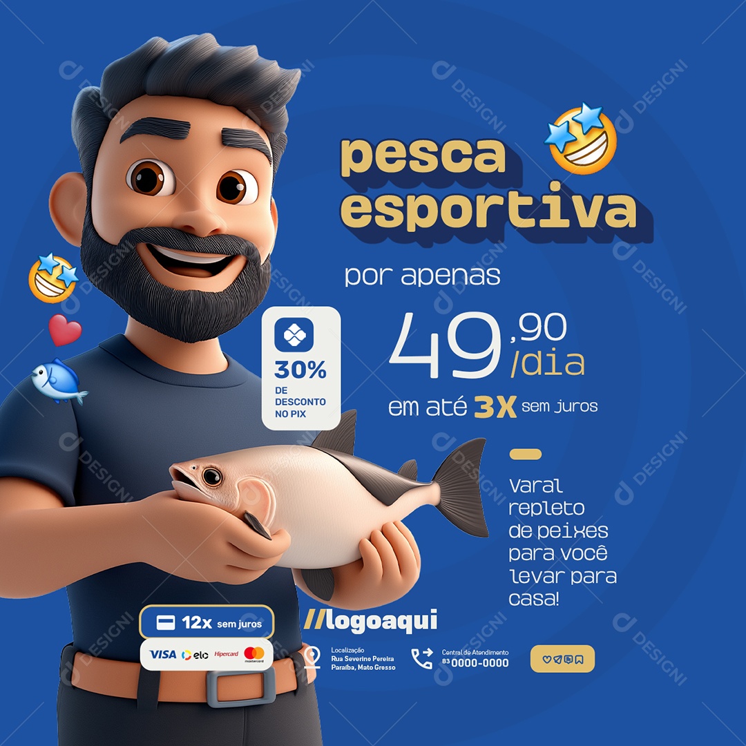 Pesquepague Pesca Esportiva Social Media PSD Editável