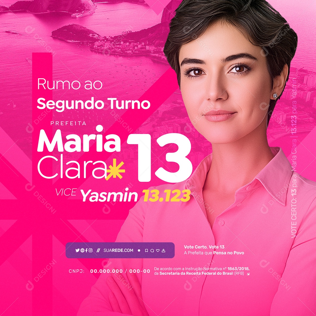 Política Eleição 2024 Prefeita Maria Clara Rumo ao Segundo Turno Social Media PSD Editável