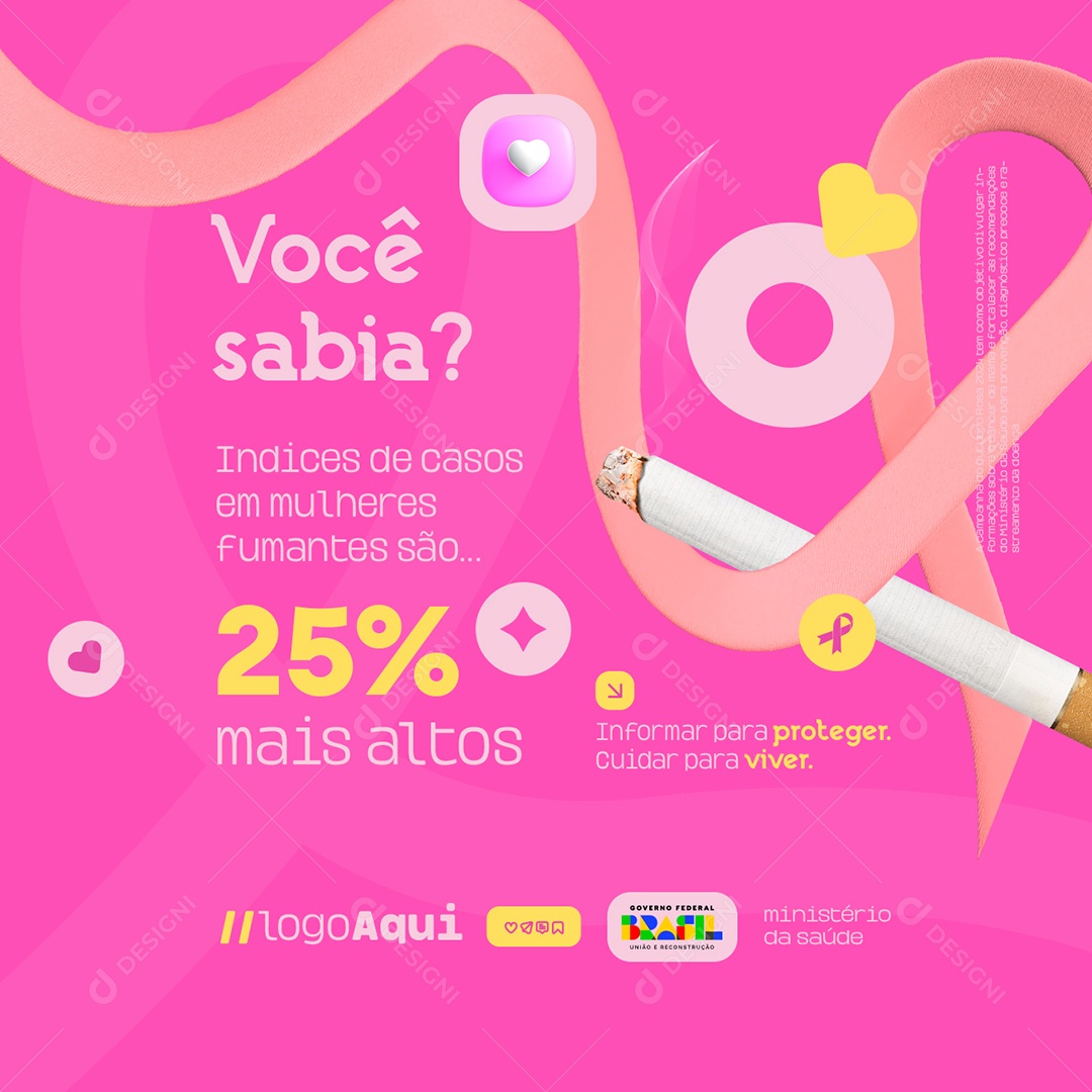 Outubro Rosa Você Sabia Social Media PSD Editável