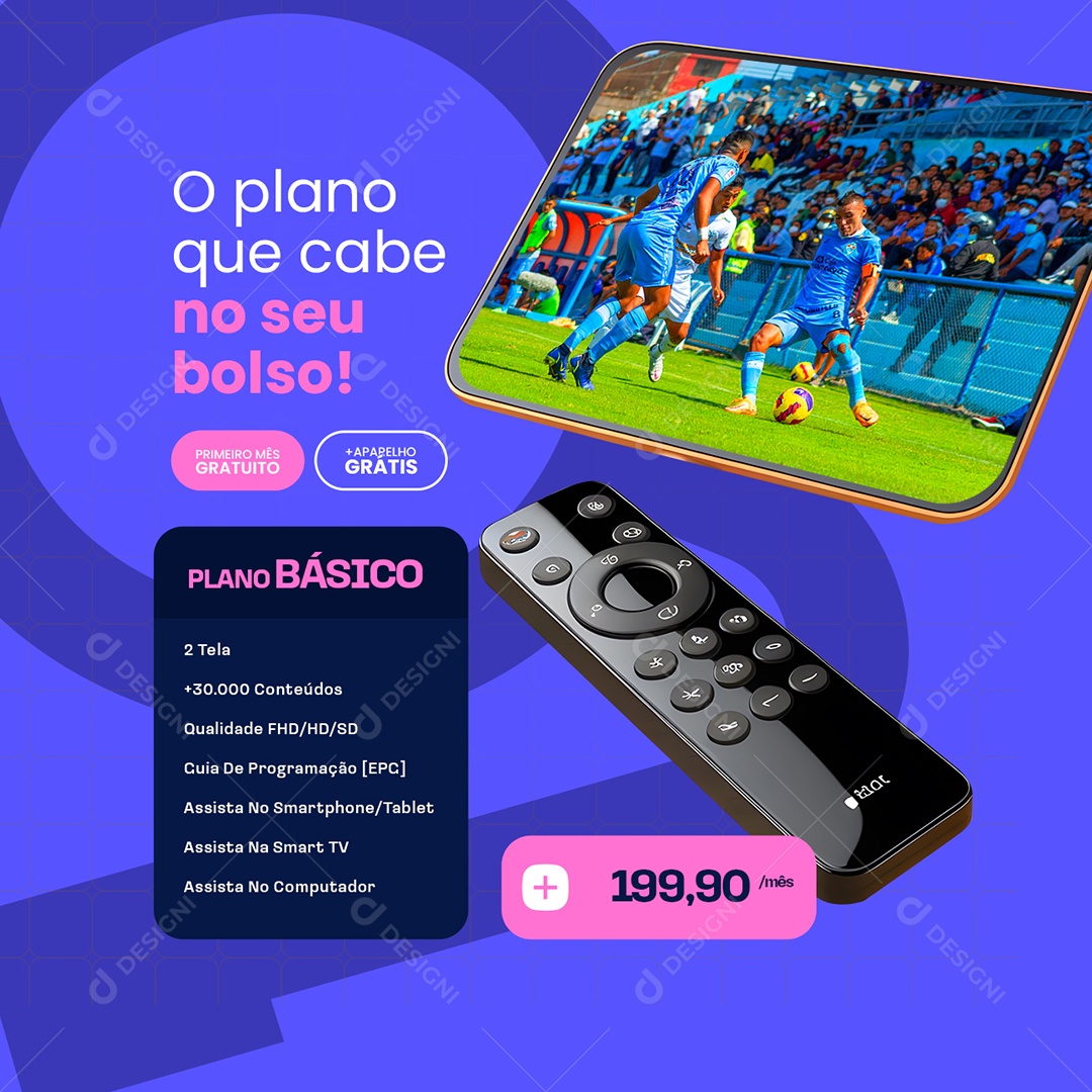 IPTV O Plano Que Cabe no Seu Bolso Social Media PSD Editável