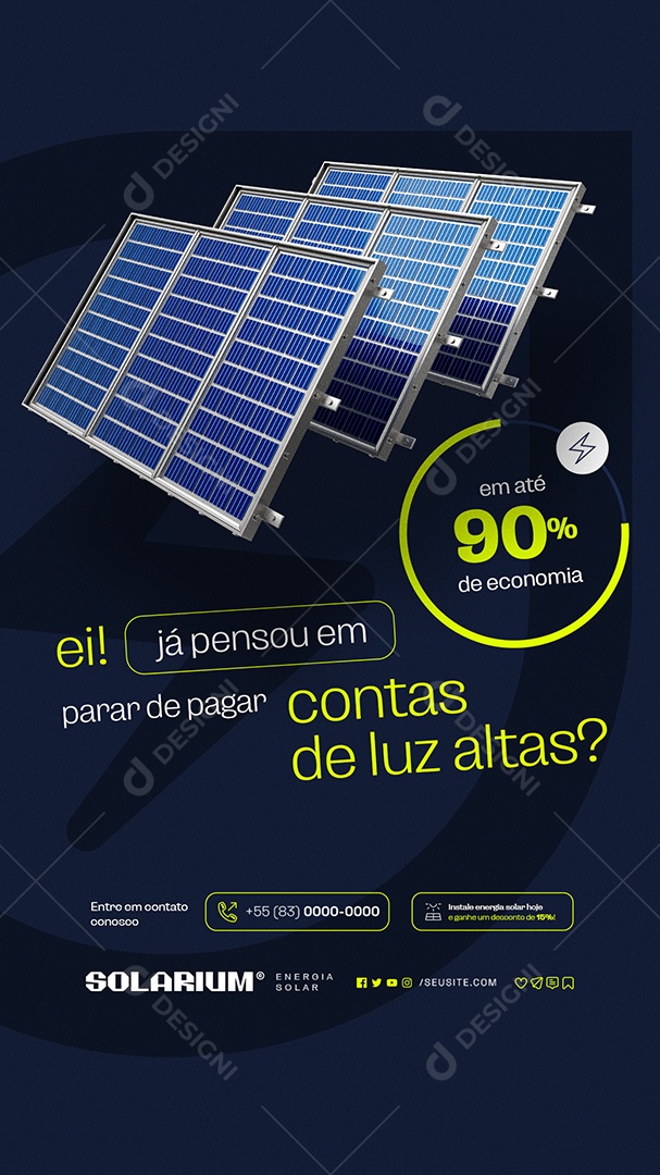 Story Energia Solar Contas de Luz Altas Social Media PSD Editável