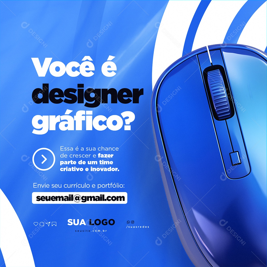 Temos Vagas Você é Designer Gráfico Social Media PSD Editável