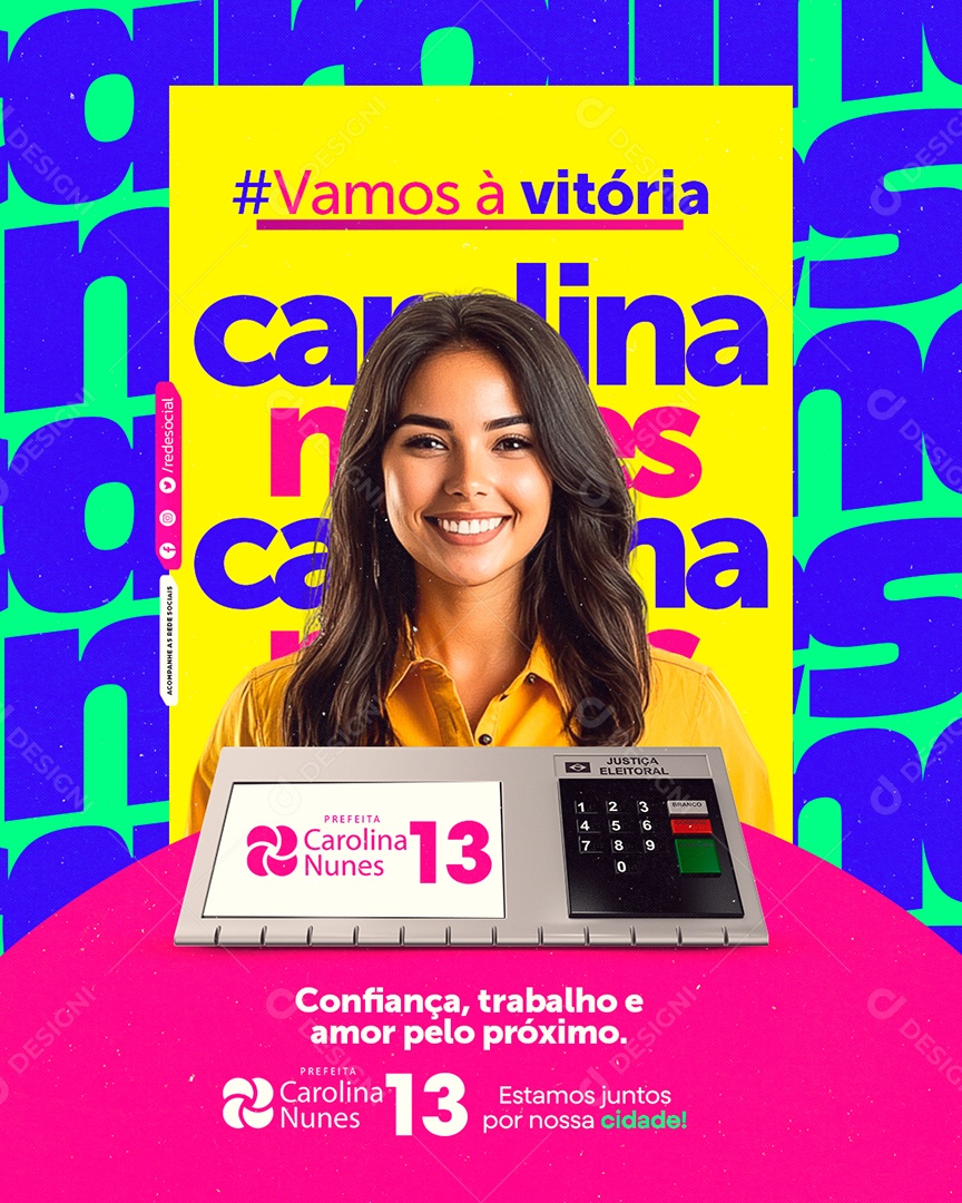 Política Prefeita Carolina Nunes Vamos à Vitória Social Media PSD Editável