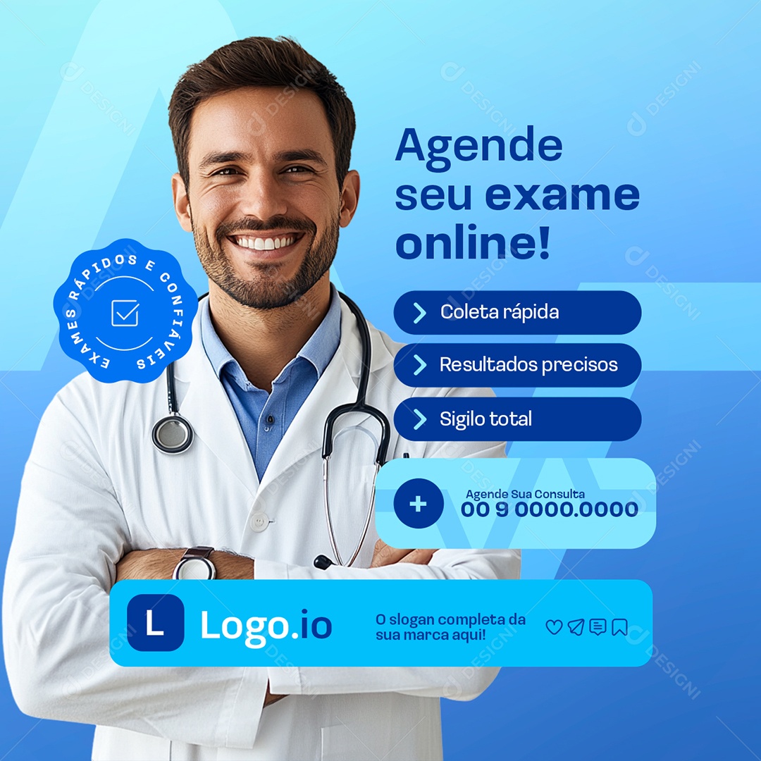 Laboratório Agende seu Exame Online Social Media PSD Editável