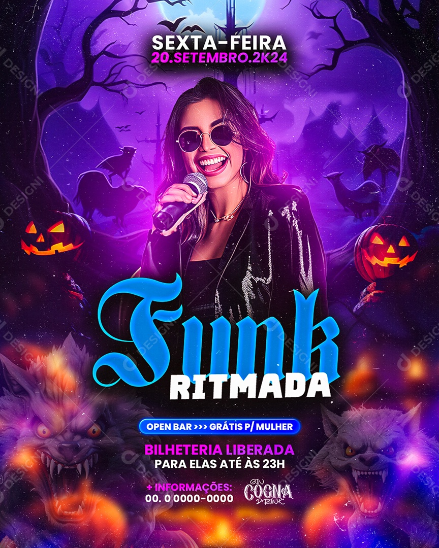 Flyer Halloween Funk Ritmada Social Media PSD Editável